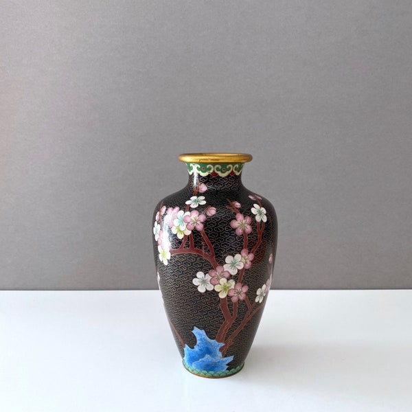 Vintage Cloisonne Vase, Emaille Vase, Handarbeit