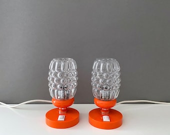 Mid Century Table Lamps, Bubble Glass Lamp, Set of 2