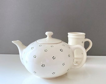 Ceramic Pot Handmade, Vintage Teapot, Tea, Jug, Cottage, Country House, Retro Harness
