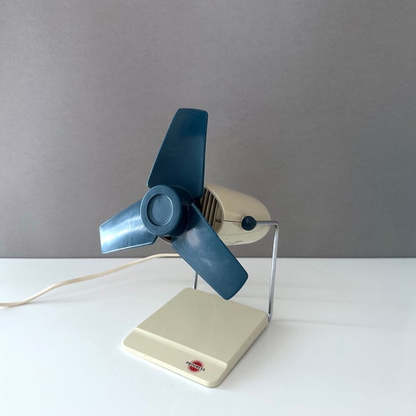 Vintage Ventilator, Tischventilator blau, electric fan Progress, Mid Century Interior