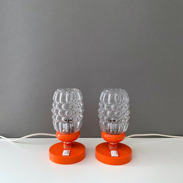 Mid Century Tischlampen, Bubble Glas Lampe, 2er Set