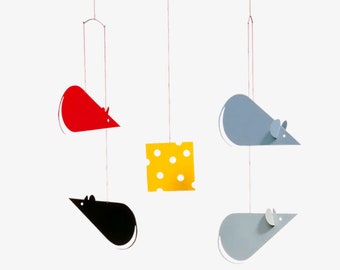 Mäuse Mobile, Mobile für Kinder, danish design, Kinderzimmer, Geschenk, Geburt, 80er Jahre Design