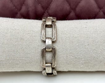 Vintage Armband versilbert, Mid Century Modernist, Gliederarmband 70er Jahre