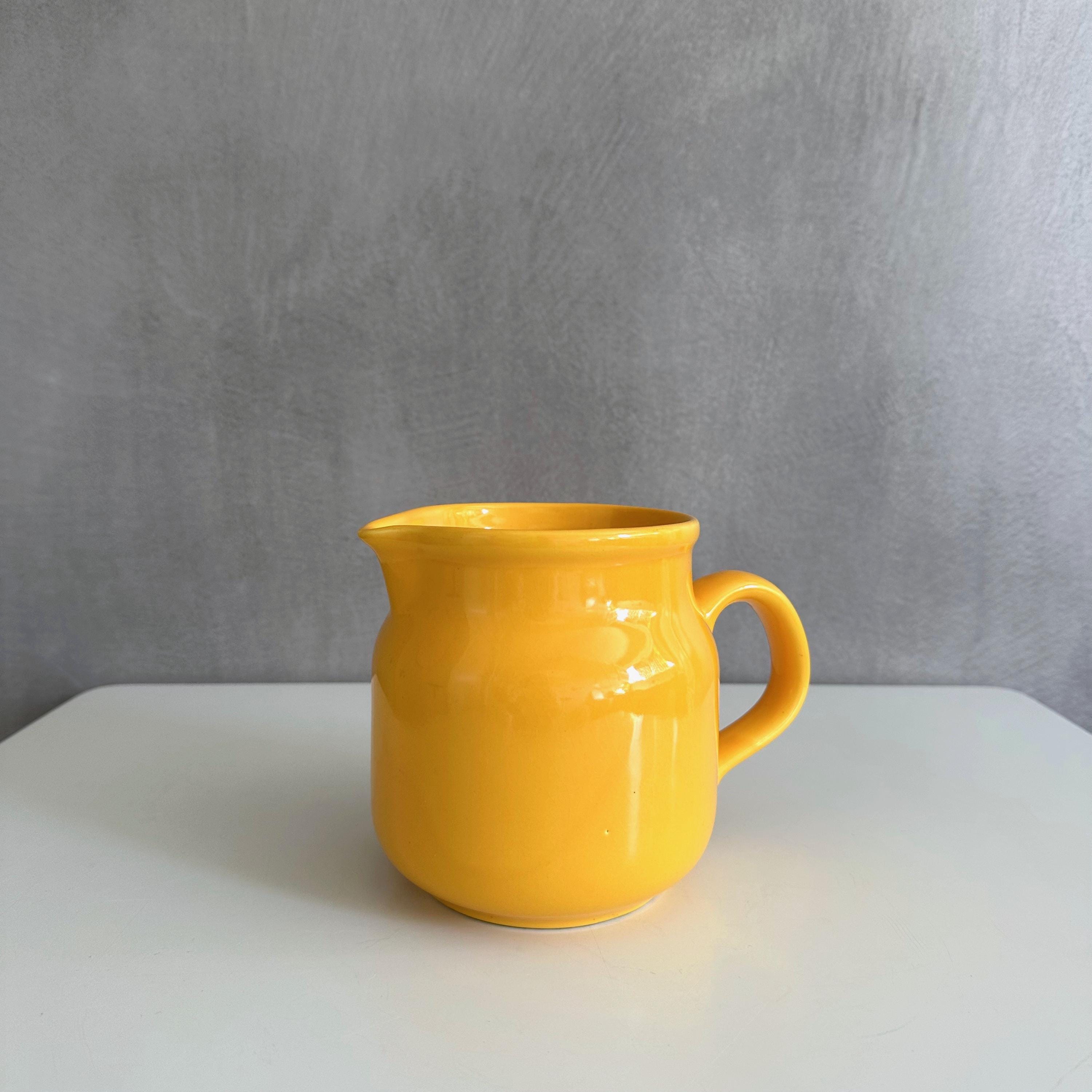 Yellow 70s ceramic jug, pitcher, milk jug, juice jug, Wächtersbach Germany, retro tableware