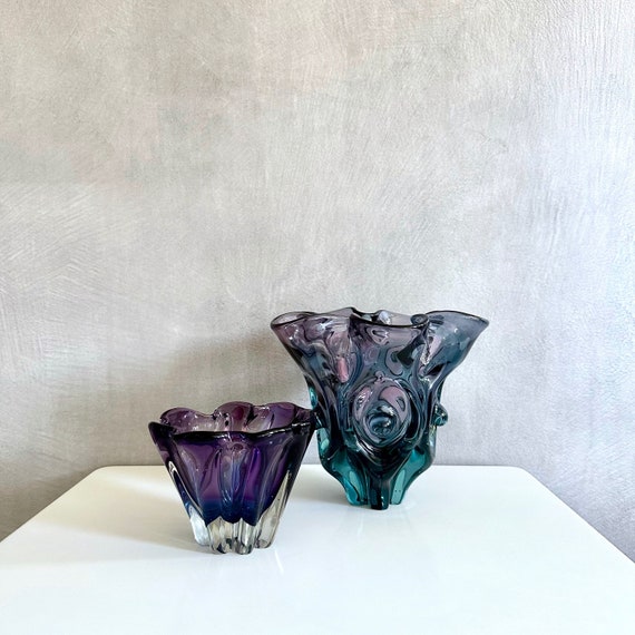 Mid Century Vasen, Glasschale, tschechisches Glas, Sanyo Japan, mcm
