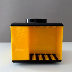 Cassette carousel scona variant, vintage cassette cube, yellow cassette stand, 1970s image 4