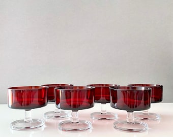 6 champagne glasses Luminarc France, glasses, dessert glasses, champagne glass, glass, champagne glass, 60s 70s