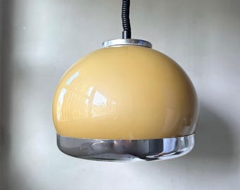 Vintage 70s hanging lamp – Pop Art pendant light caramel
