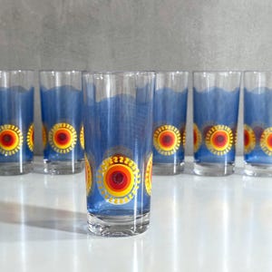 Vintage glasses set, VMC Reims France, French lemonade glass, water glasses, 6 glasses 70s