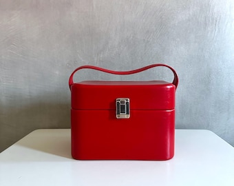 Vintage Kosmetikkoffer rot, Beautycase 70er Jahre