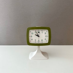 Green Space Age alarm clock with base by Peter, NOS goods, table clock with alarm, atomic clock, 70s