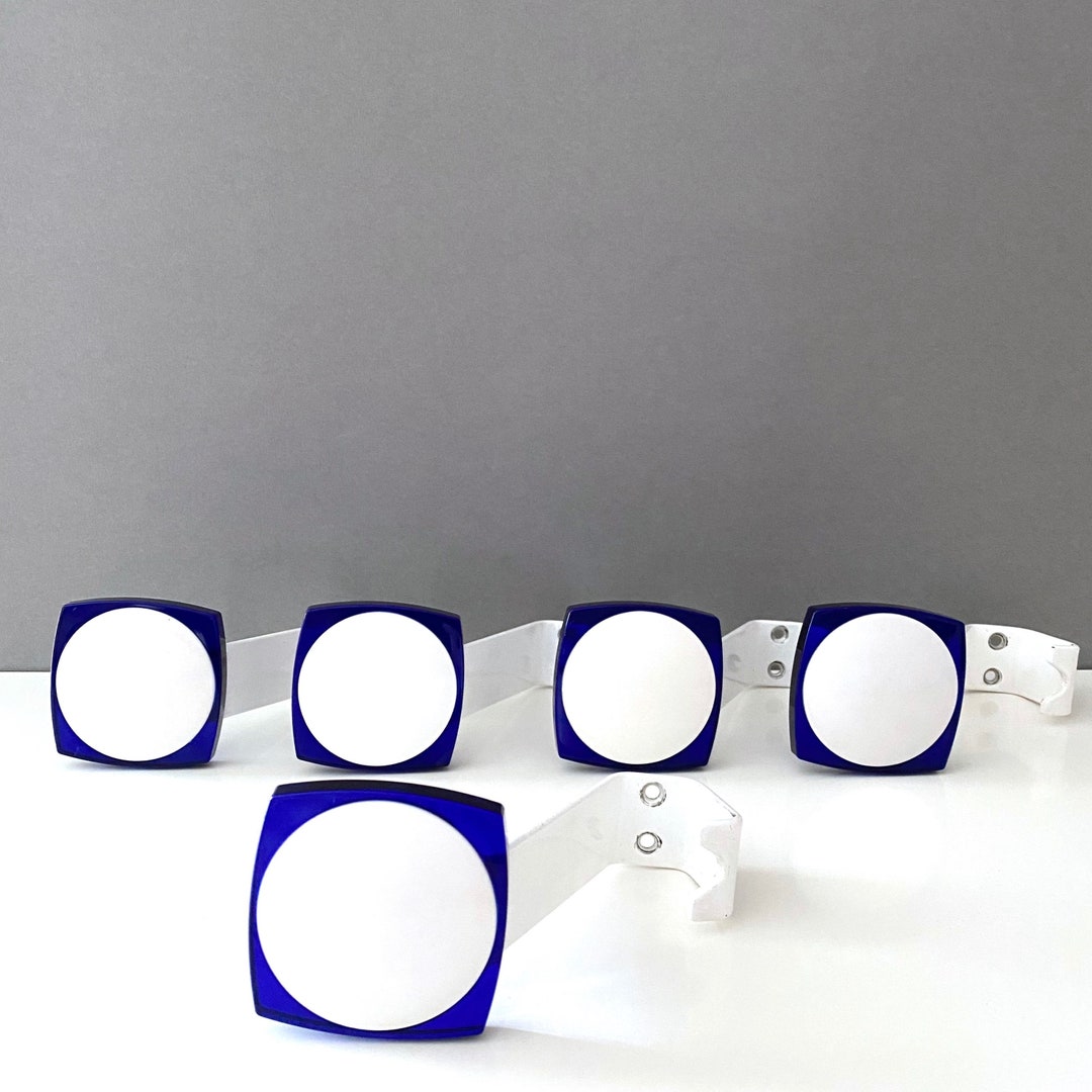 80s Coat Hook, Set of 5, Wall Wardrobe, Blue Coat Hook, Vintage