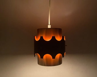 Petite lampe suspendue du milieu du siècle, salon lumineux suspendu, lampe en métal noir cuivre, vintage des années 60