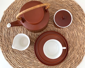 Kaffeeservice Melitta Ceracron Kopenhagen rot / bordeauxrot für 6