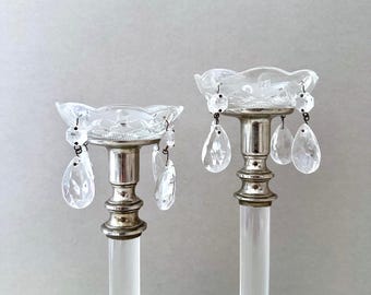 Antique chandelier bowl with almond pendant, crystal glass light bowl, candlestick, chandelier hanging Bobéche