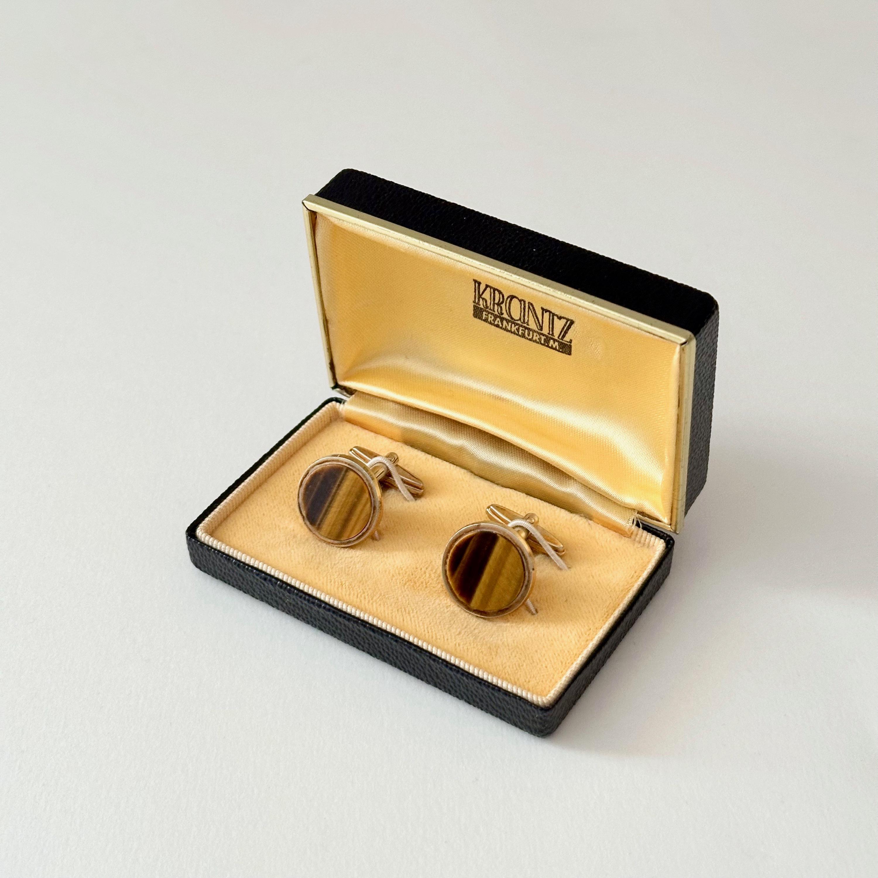 Boutons De Manchette Vintage Fischland 1960 - Poly Ambre (PB) - Argent - Longueur 2.6 Cm - Occasion