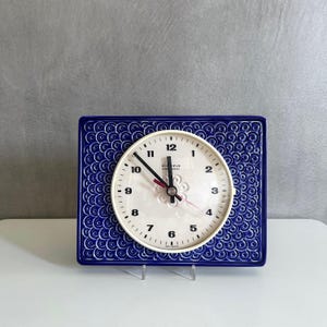 Vintage Kienzle wall clock, blue ceramic clock, kitchen clock
