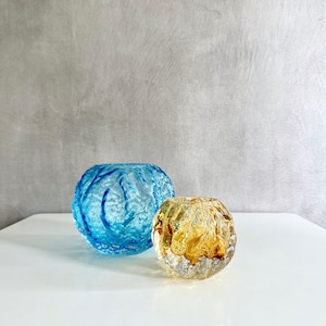 2 Vintage Glass Vases ROCK-KRISTALL Ingrid Glas, 70s Glass Vase, Ball Vase, Mid Century Bark Vase, Kurt Wokan