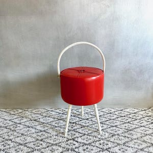 Red vintage sewing basket, sewing box, sewing box, 70s