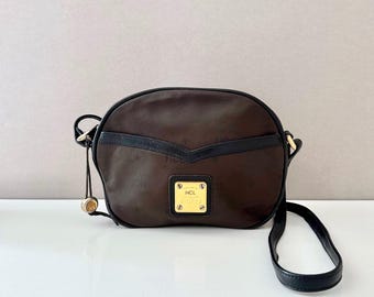ヴィンテージHCLレザーバケットバッグ：ブラウンクロスボディ