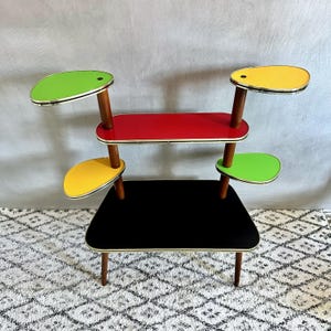 Mid Century flower bench colored, flower stand, vintage flower table, flower stool
