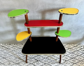 Mid Century flower bench colored, flower stand, vintage flower table, flower stool