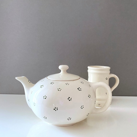 Keramik Kanne Handarbeit, Vintage Teekanne, Tee, Krug, Cottage, Landhaus, Retro Geschirr