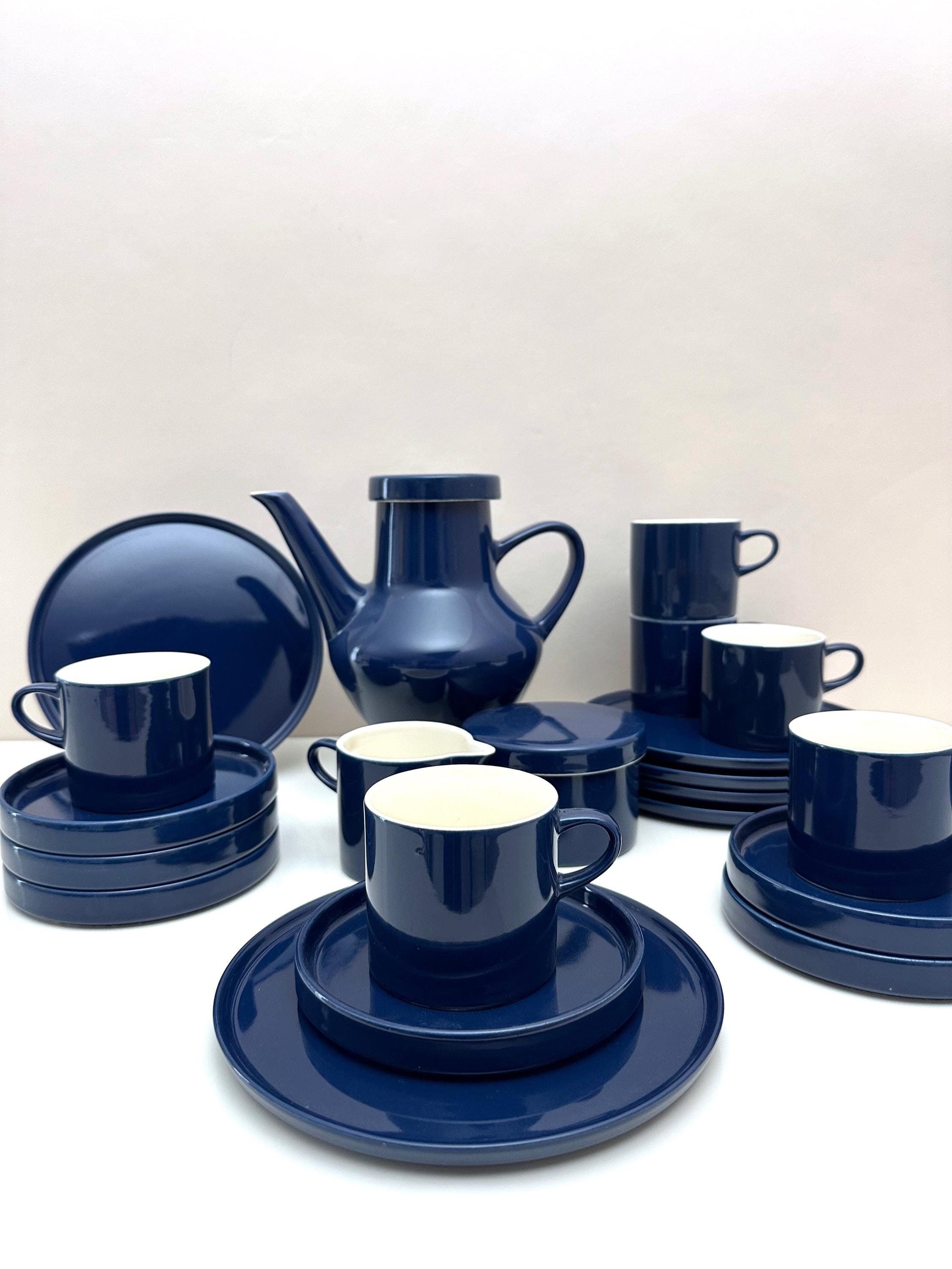 Melitta Stockholm blau für 6 Personen, Vintage Geschirr, 60er Jahre