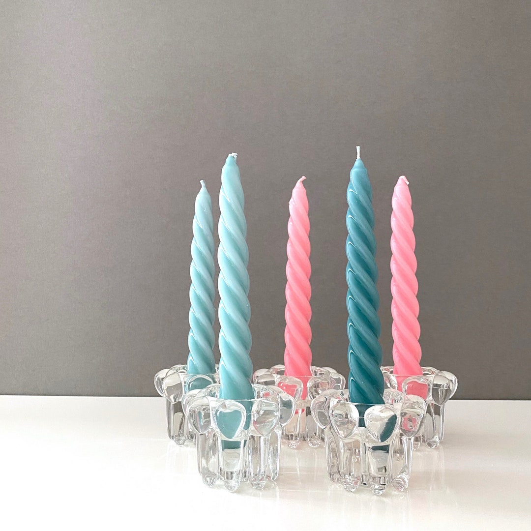 5 VMC Reims France Glass Candleholder, Vintage Candle Holder, Mid