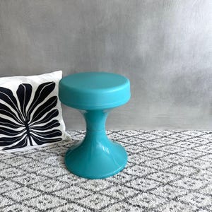 70s stool turquoise, Tulip stool plastic, side table, Mid Century Interior