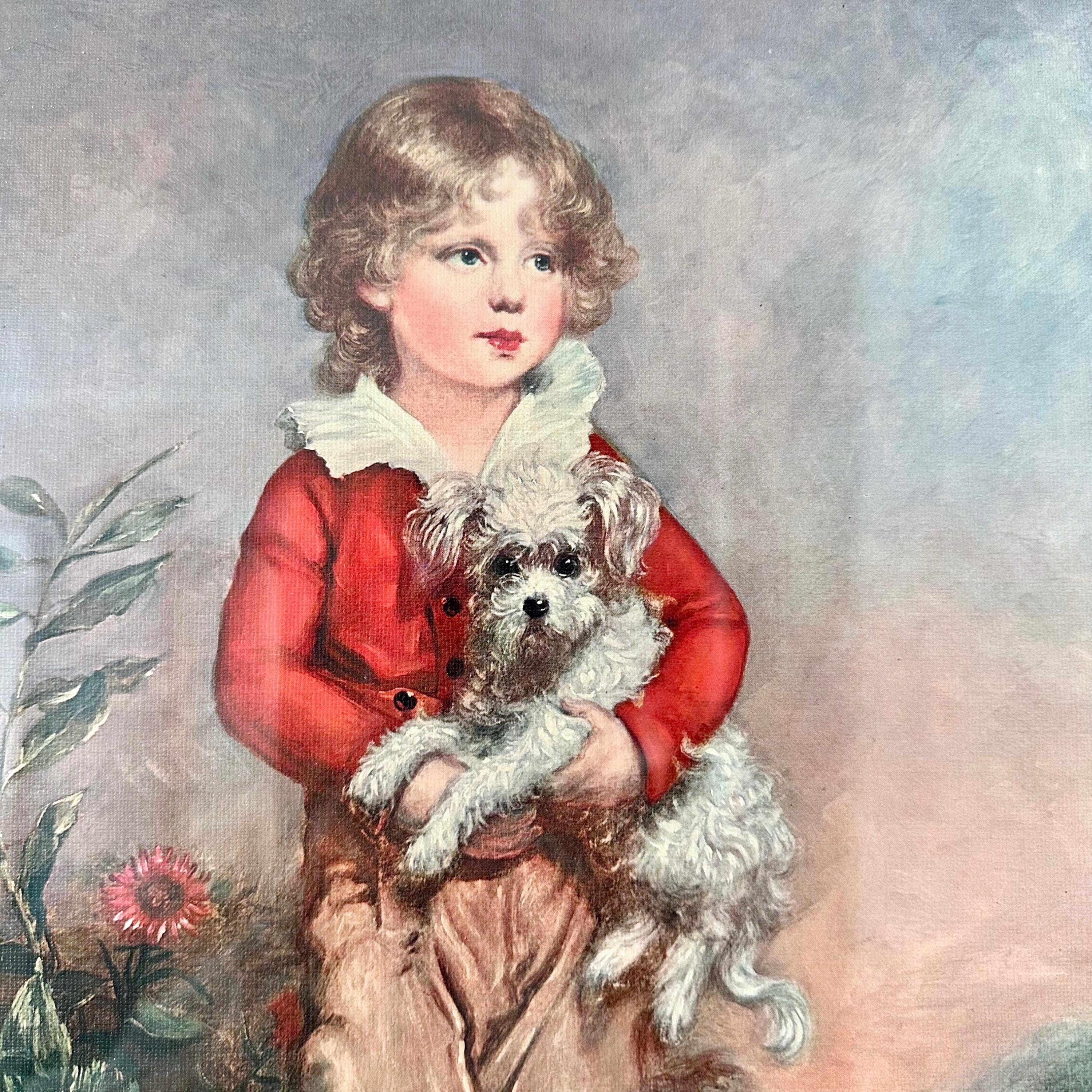 マスター・シンプソン　犬を連れた少年　複製画　木製額縁付き　ガラス Master Simpson, Boy with Dog - Schooner Bay Company