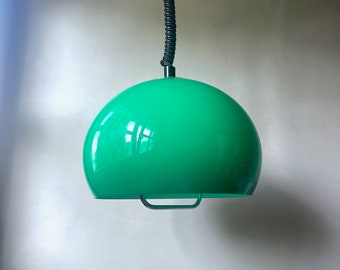 70s hanging lamp green, pull lamp, pop art pendant light