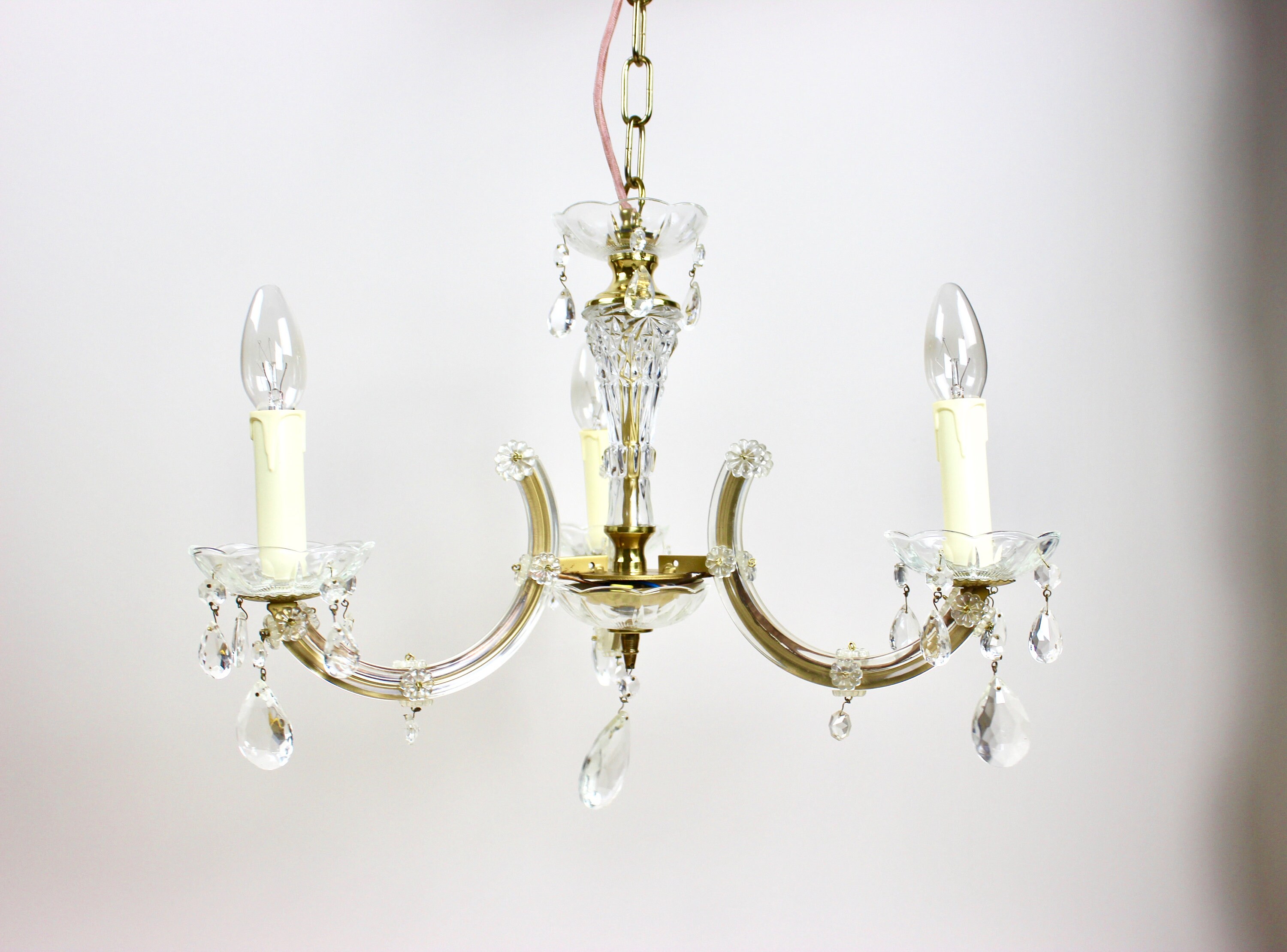 Reserved For Michelle Vintage Kronleuchter 3 Arme Messing Lüster Hängelampe Antike Lampe Kleiner Leuchter Shabby Chic Landhaus