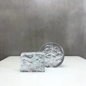 2 Mid Century Block Vases Ingrid Glas, Glass Solifleur Vase, Glass Vase, Op Art 60s