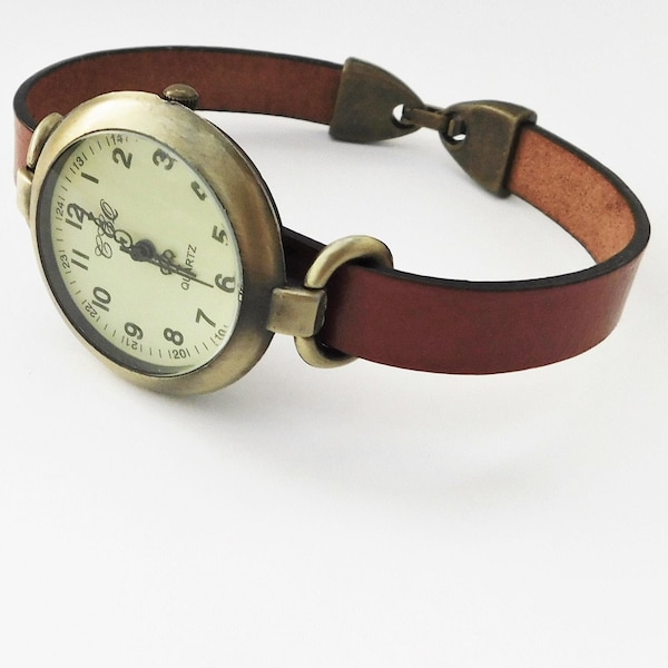 Simple leather watch for women. Women's wrist watch with tailor size wristband. Watch designed by JuSal08