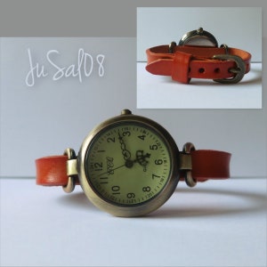 Simple watch for women, women's watch leather strap, leather watch, retro minimalist watch, unique design watch by JuSal08