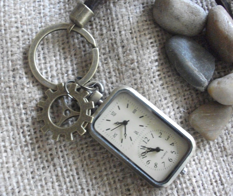 Pocket Watch Keychain for Men Keychain Watch Dual Timezone - Etsy