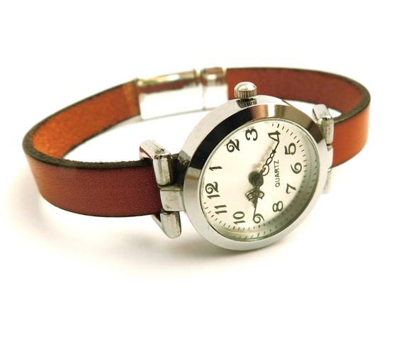 Women's Leather Watch - Vintage Minimalist Analog Wristwatch - Gift for Her