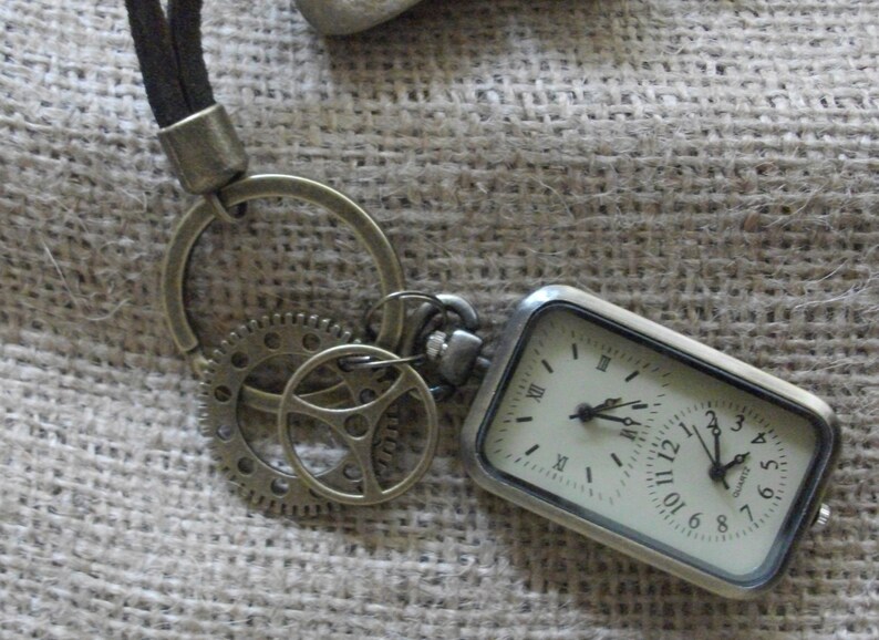 Watch Keychain Pocket watch Dual Timezone Watch Keychain Etsy