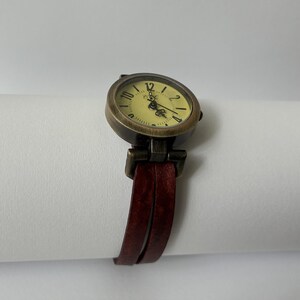Leather watch for women with custom-sized band. Retro minimalist style. image 8