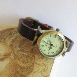 Women's watch with leather band.  Leather band watch for women. Vintage style wristwatch. Classy simple watch for women designed by JuSal08