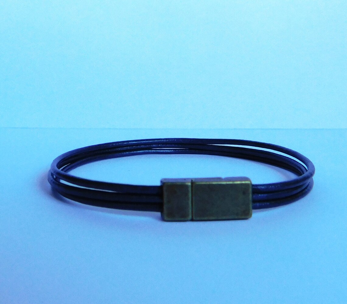 Leather Bracelet for Women. Metallic Blue Leather Bracelet Etsy