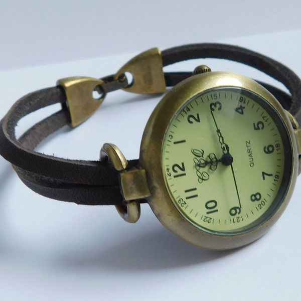 Reloj de pulsera de cuero para mujer: diseño minimalista retro, tamaño personalizado.