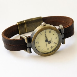 Bohemian leather watch for women. Custom-sized women's wristwatch.