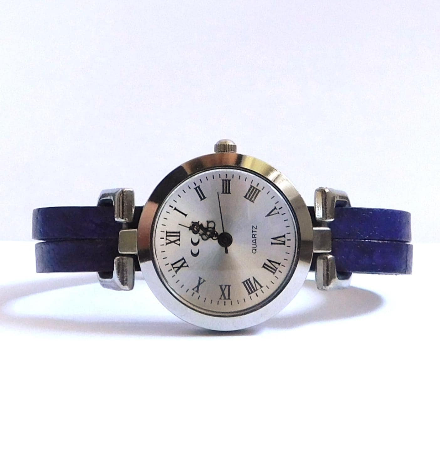 Ecclissi Sterling Silver Watch with White Leather Strap VTG Ecclissi® Sterling Silver Women Watch 22635, Serviced  main image 2