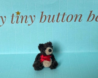 Teeny tiny handmade brown teddy bear under 1 inch cute gift