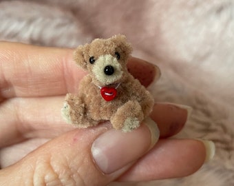 Teeny tiny handmade teddy bear 1 inch! Cute gift, collectible