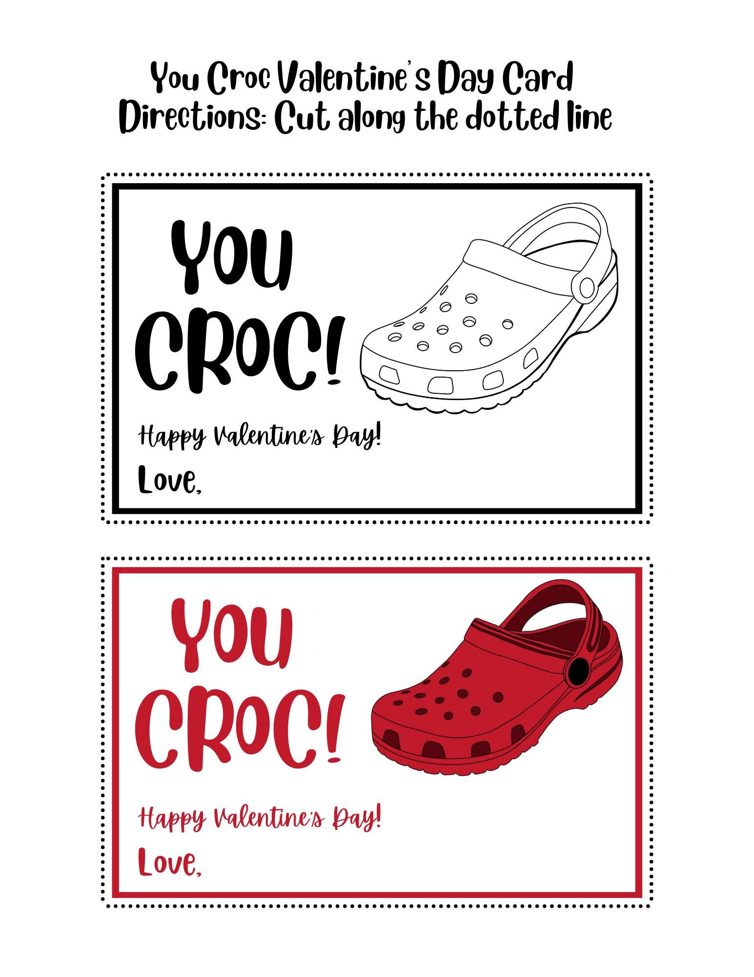 You CROC Valentine’s Day Printable Cards + Coloring Pages - Etsy