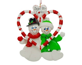 Snow in Love Snowman Couple Personalized Christmas Ornament