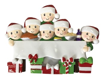 Christmas Dinner Table Family of 6 personalized Christmas Ornament